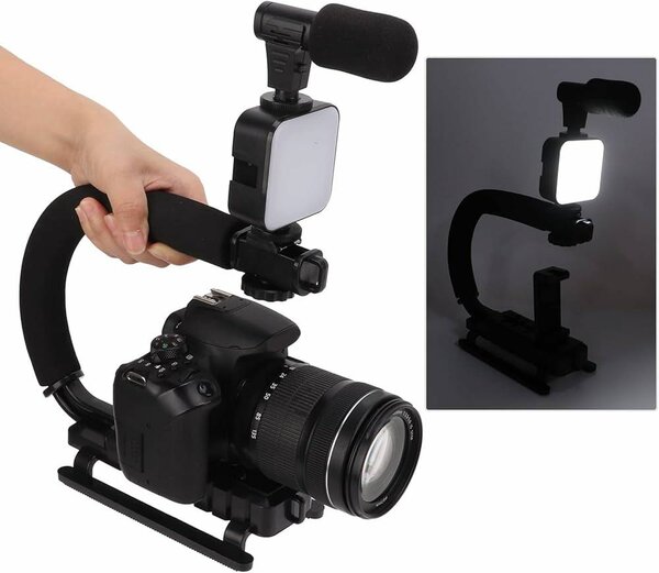 Poignet Stabilisateur vidéo LED, Micro, support - Noir