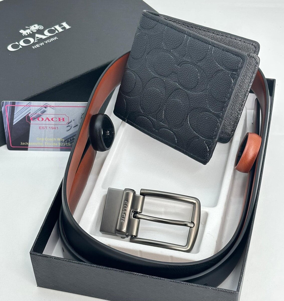 Coach Reversible Belt and Wallet Set