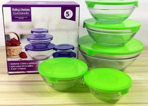 5 set glassware storage bowl