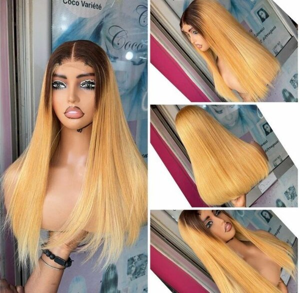 Perruque lisse ombré blonde