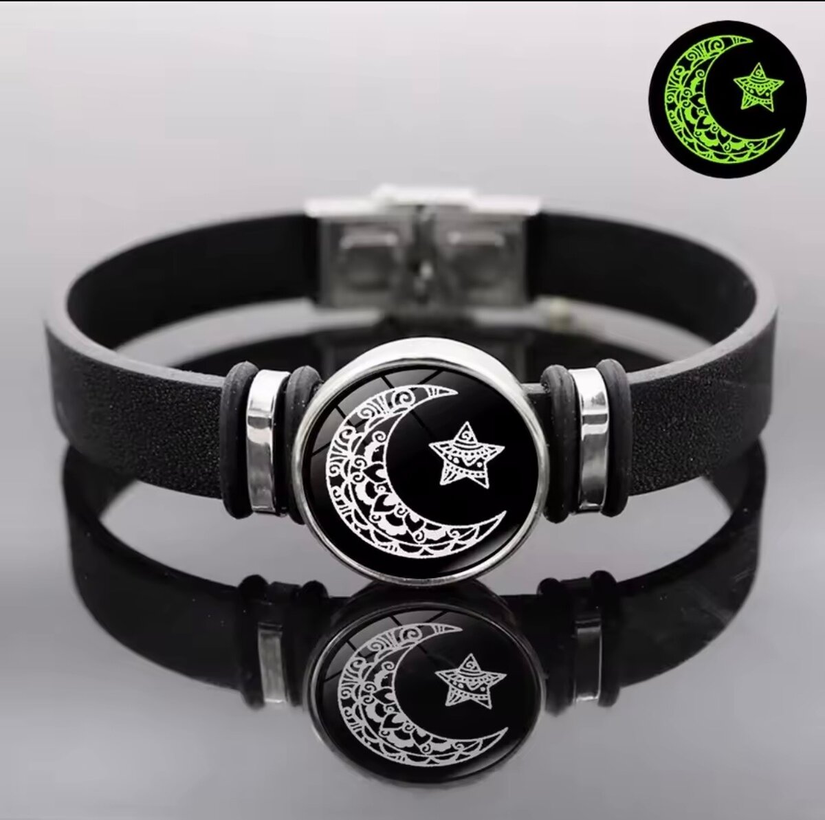 Bracelet cuir lune étoile