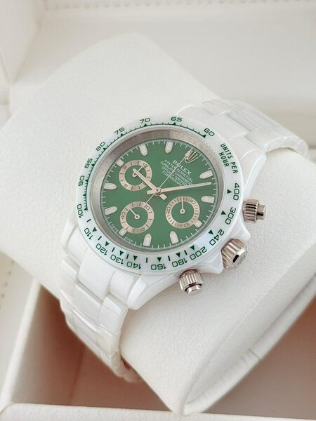 Montre Chronographe Blanc Vert