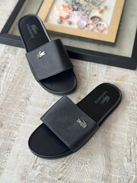 Tongs en cuir noir homme