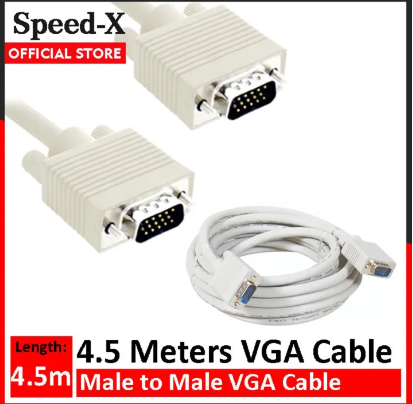 SpeedX VGA Cable 4.5 meters (14.7 Feet) Male to Male VGA for PC