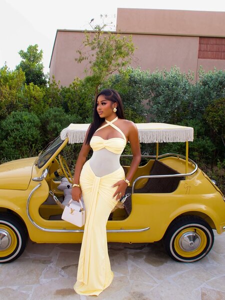 Robe Élégante Jaune Été