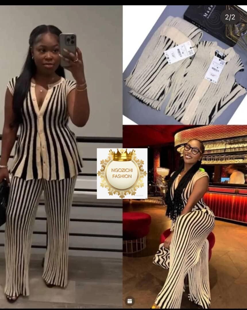 Ensemble rayé élégant femme