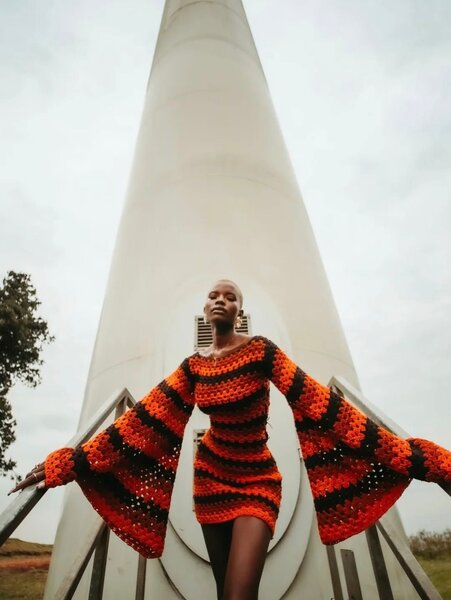 Robe en crochet rayée