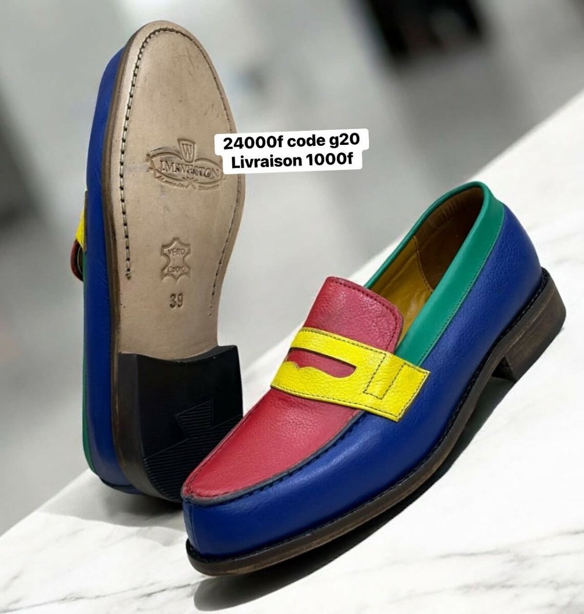 Mocassins colorés en cuir