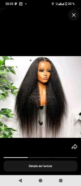Perruque longue noire cheveux humains
