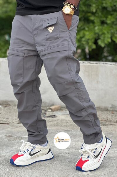 Pantalon cargo gris tendance