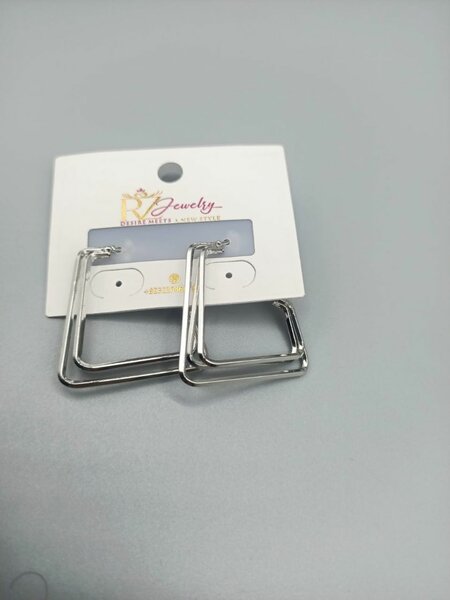 KOREAN STYLE SQUARE METAL BIG HOOPS / SILVER AND GOLDEN BIG