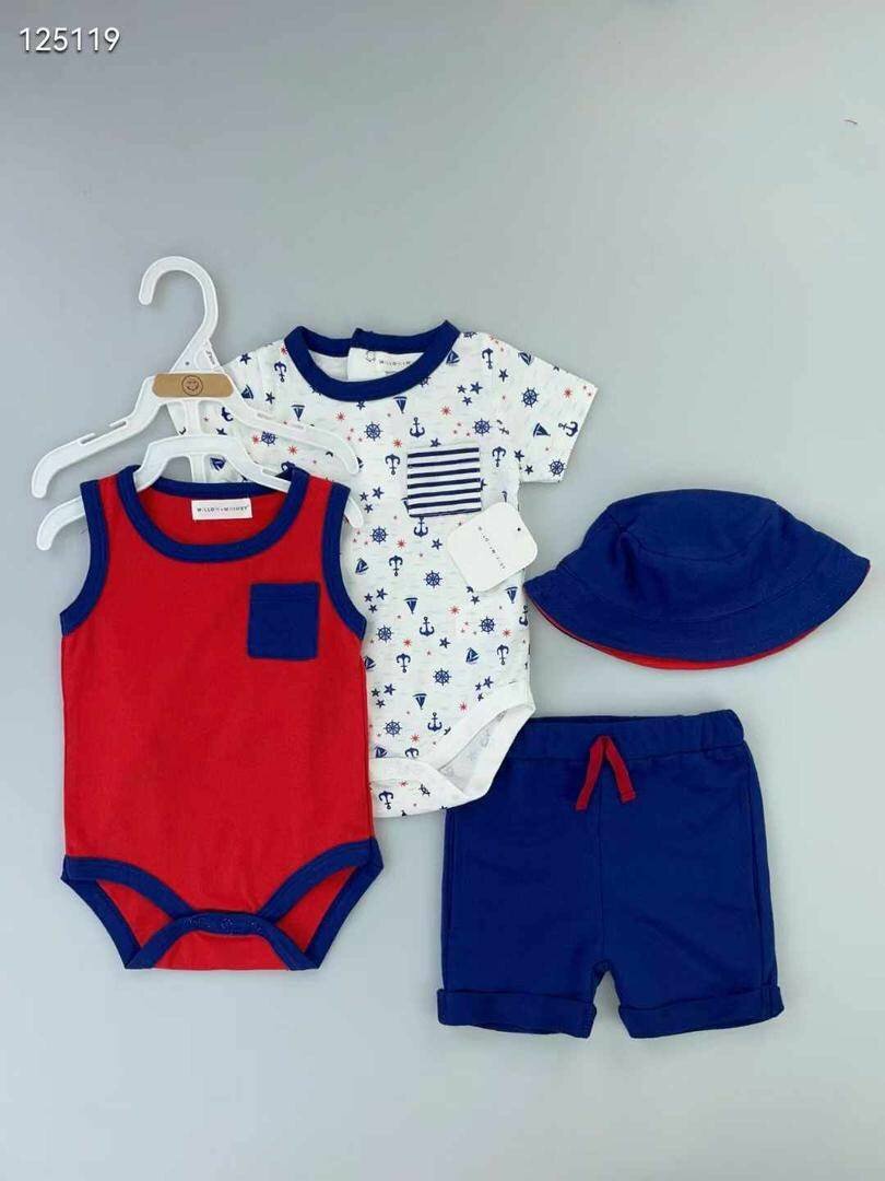 Organic cotton baby boys  4pc gift set  tshirt short hat