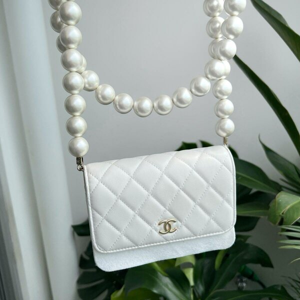 Sac bandoulière perles blanc