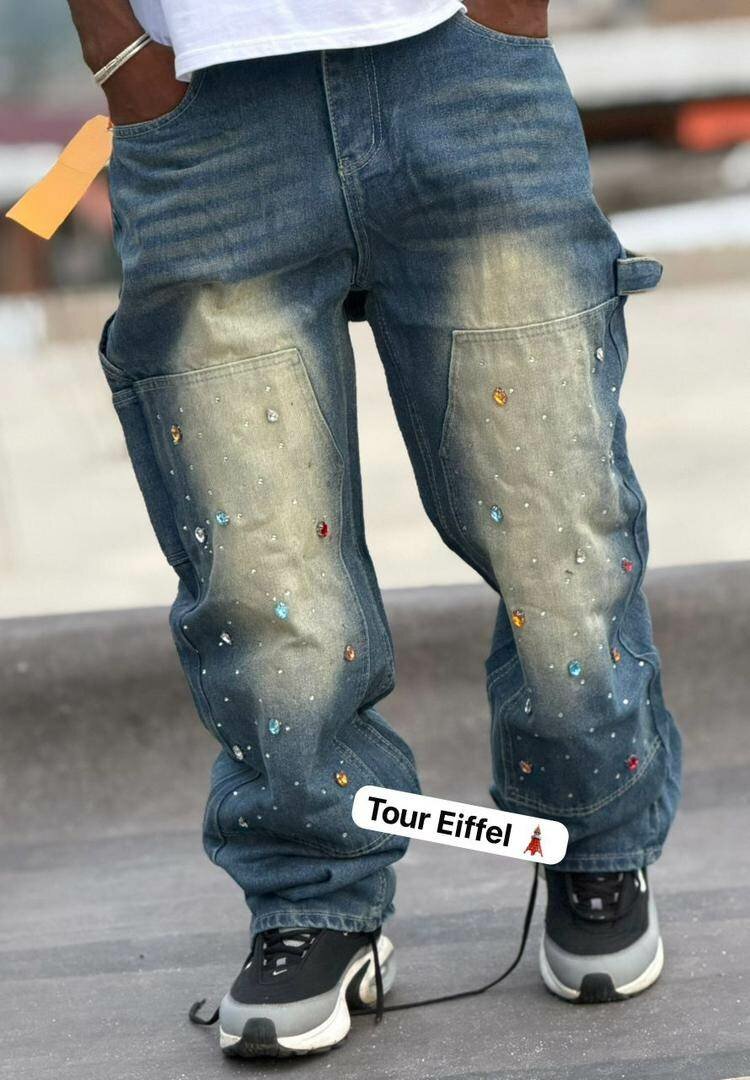 Jean Baggy Décoré Cristaux