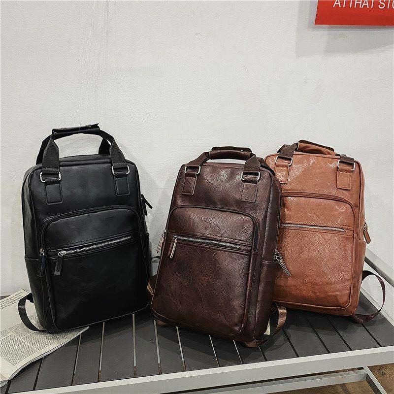 Quality leather travel laptop bag school backpack