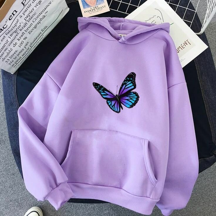Hoodie violet papillon femme