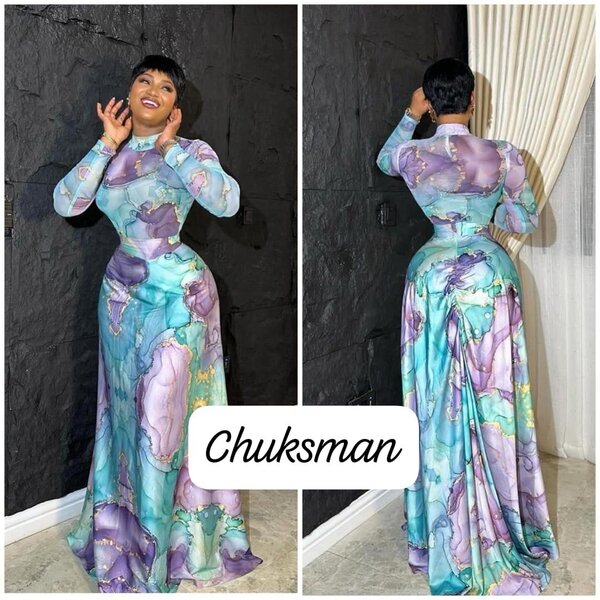 Robe longue élégante multicolore