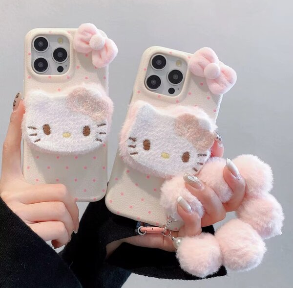 Coque Téléphone Peluche Chat Rose
