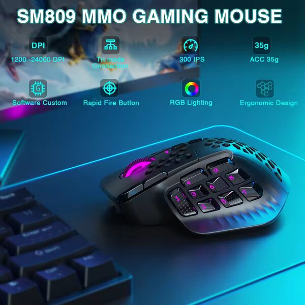 Souris Gaming MMO SM809 RGB