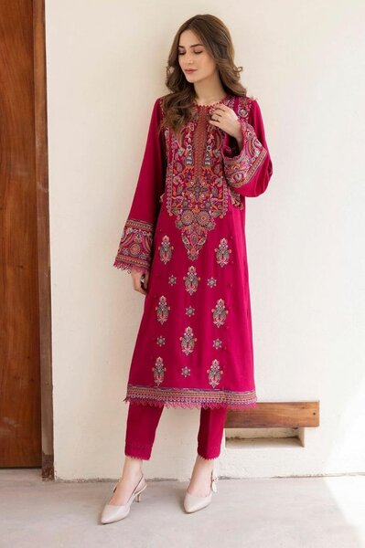 Airjet lawn full embroidery unsatich 2 pc ,dc free