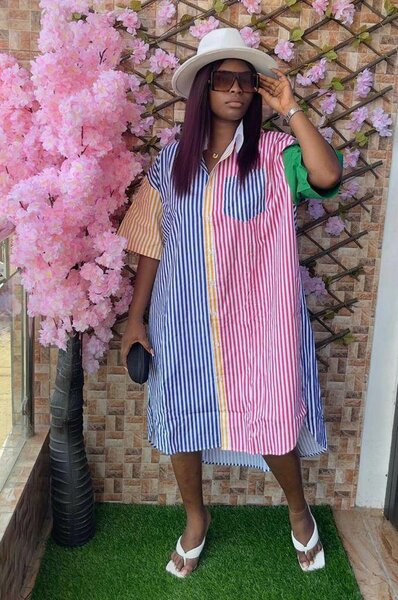 Robe Chemise Multicolore Élégante
