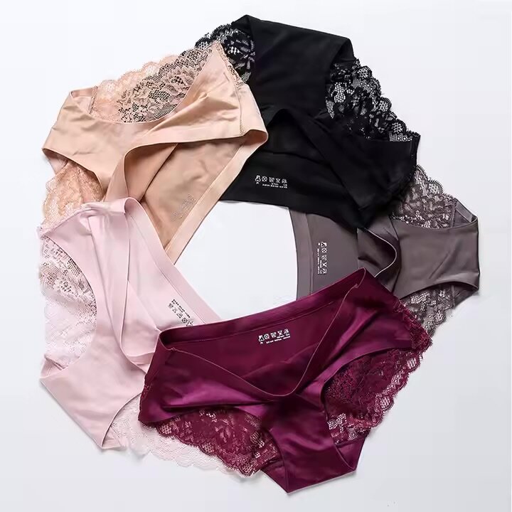 Best Selling Ladies Sexy Satin Ice Silk Woman Underwear Seam
