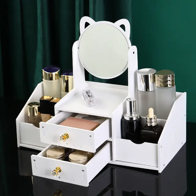 Organisateur de maquillage avec miroir