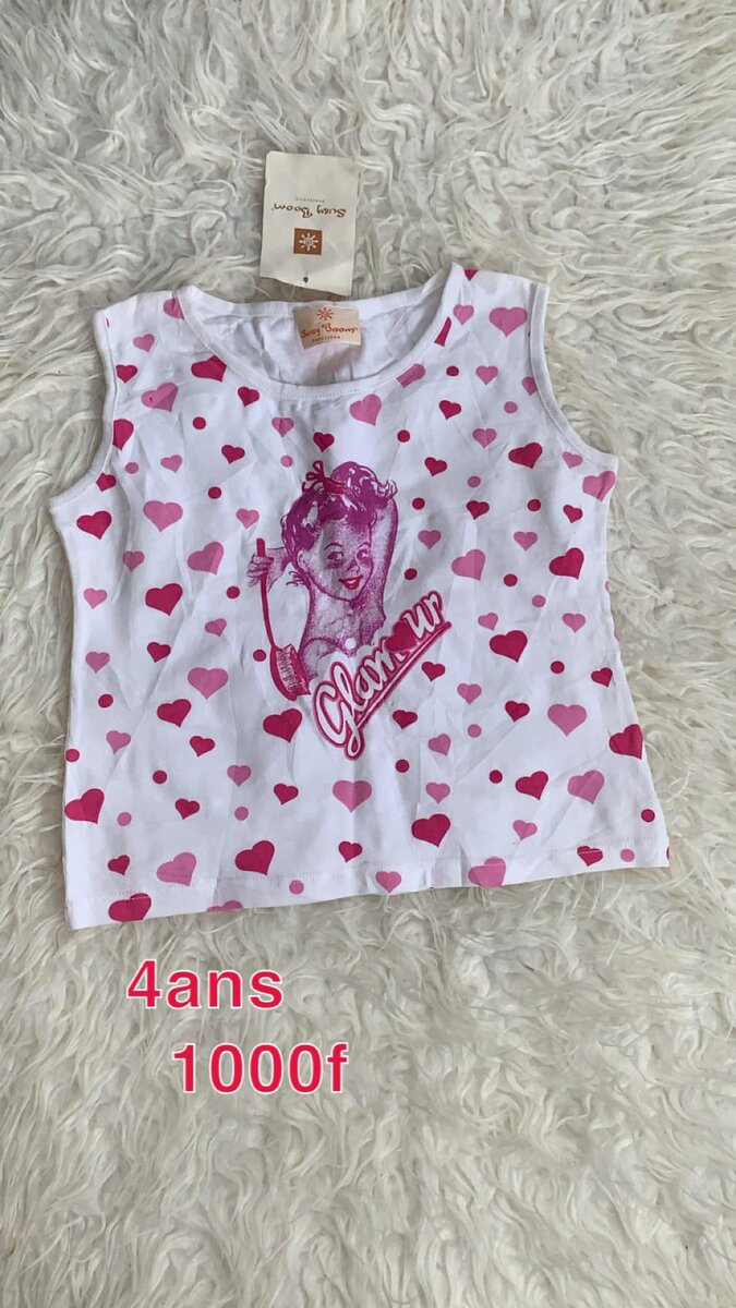 T-shirt pour filles, avec coeurs, blanc