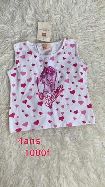 T-shirt pour filles, avec coeurs, blanc
