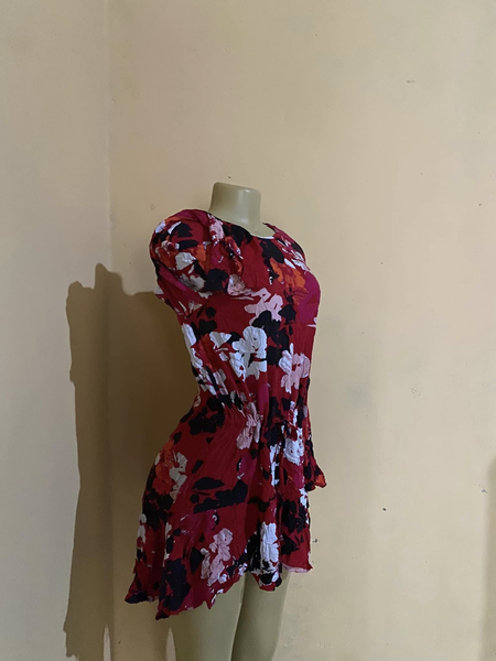 Dress red with flowers