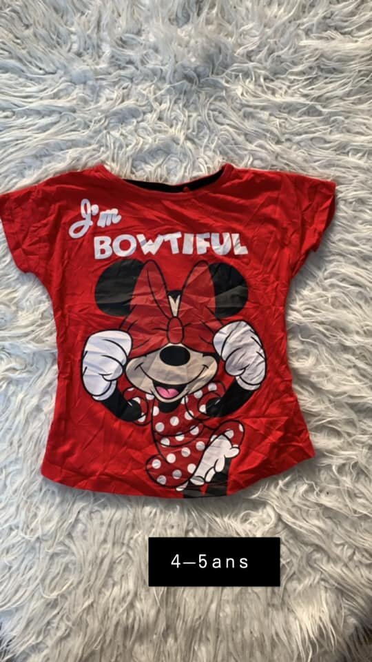 T-shirt pour filles, avec Mickey Mouse, rouge