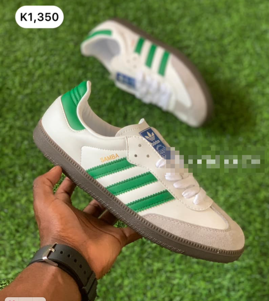 beige and green sneakers