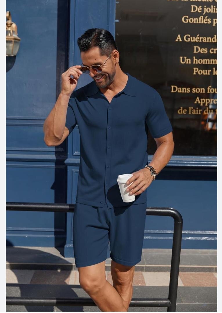 Ensemble homme - short et chemise vert