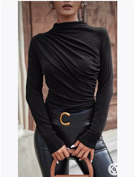 Лонгслив облегающей с драпировкой