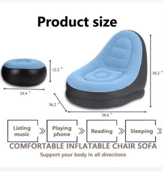 Canapé gonflable et pouf bleu