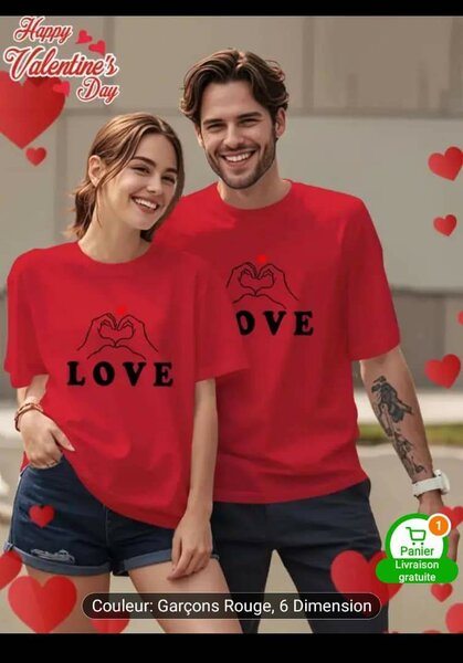 T-shirt Couple LOVE Saint-Valentin