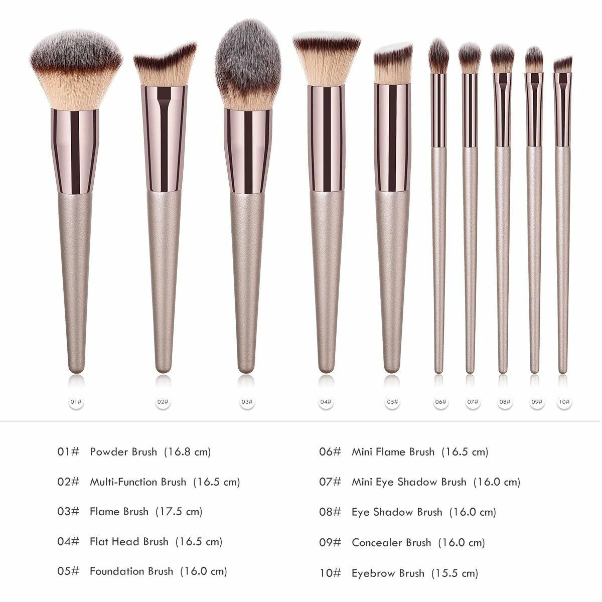 10 PCS Makeup Brushes Powder Foundation Eyeshadow Eyelashes