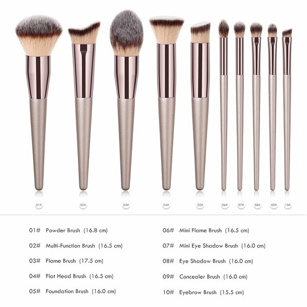 10 PCS Makeup Brushes Powder Foundation Eyeshadow Eyelashes