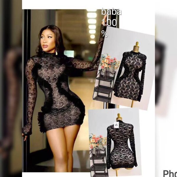 Robe noire en dentelle élégante