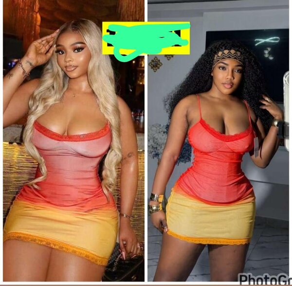 Robe rouge et jaune pour femme