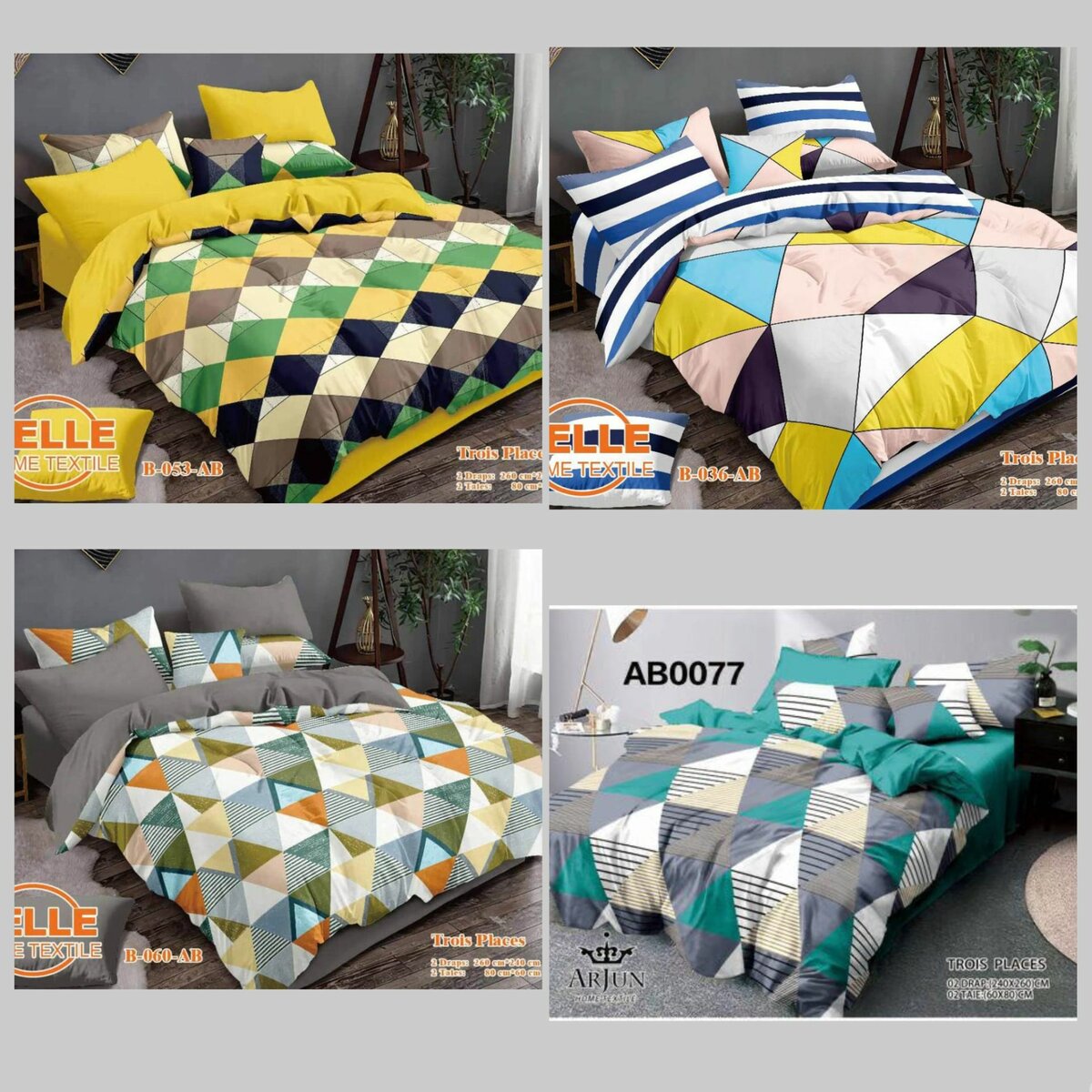 Ensemble drap de 3 places (2 draps et deux taies d'oreillers