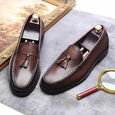 Chaussures homme en cuir marron foncé