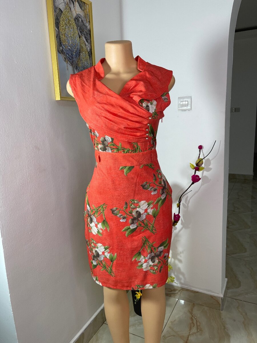 Sunset Bloom: Orange Floral Dress(Size 8/10)