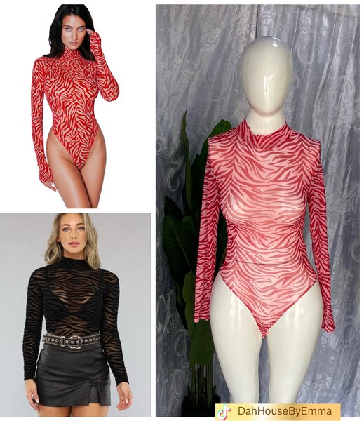 Body Transparent Zébré Femme