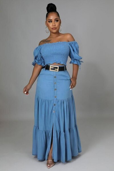 Chic ensemble jeans avec la ceinture M L XL 2XL 3xl