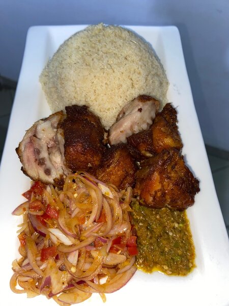 Attiéké et croupion de dinde