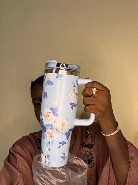 Grand Mug Isotherme à Fleurs