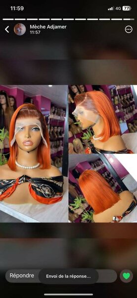 Perruque Bob Orange Vivante