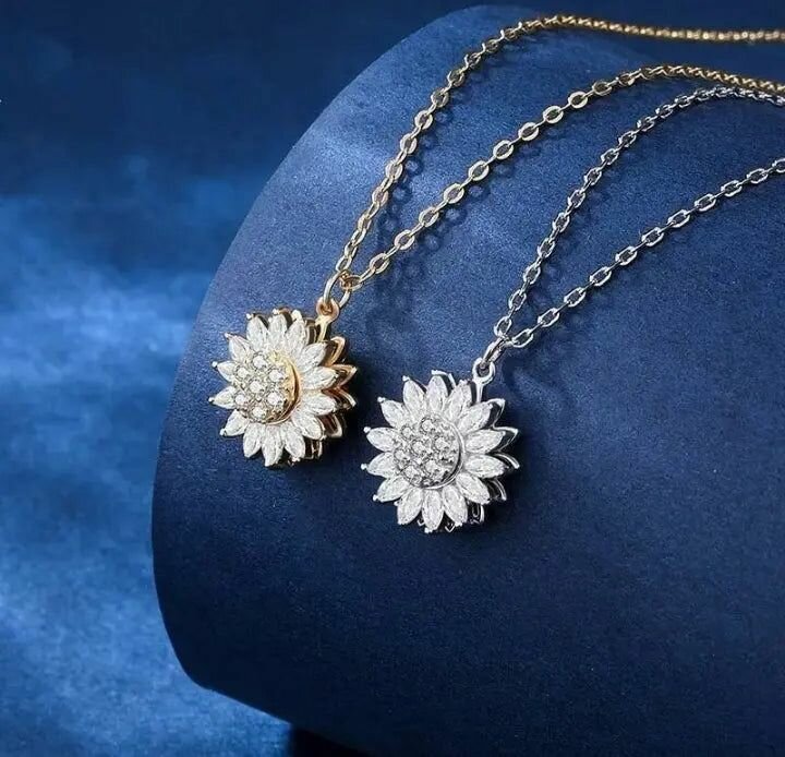 Beautiful Rotating Sunflower Necklaces for sale