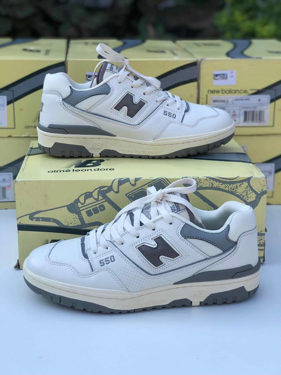 Men's running shoes Aim Leon Dore X New Balance Nb 550, white and gray